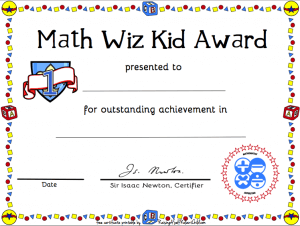 printable certificate math award